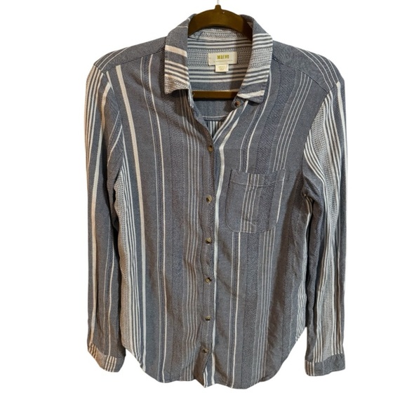Maeve Anthropologie Blue Striped Button Down Blouse - Picture 1 of 5